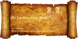 Milenkovits Noé névjegykártya